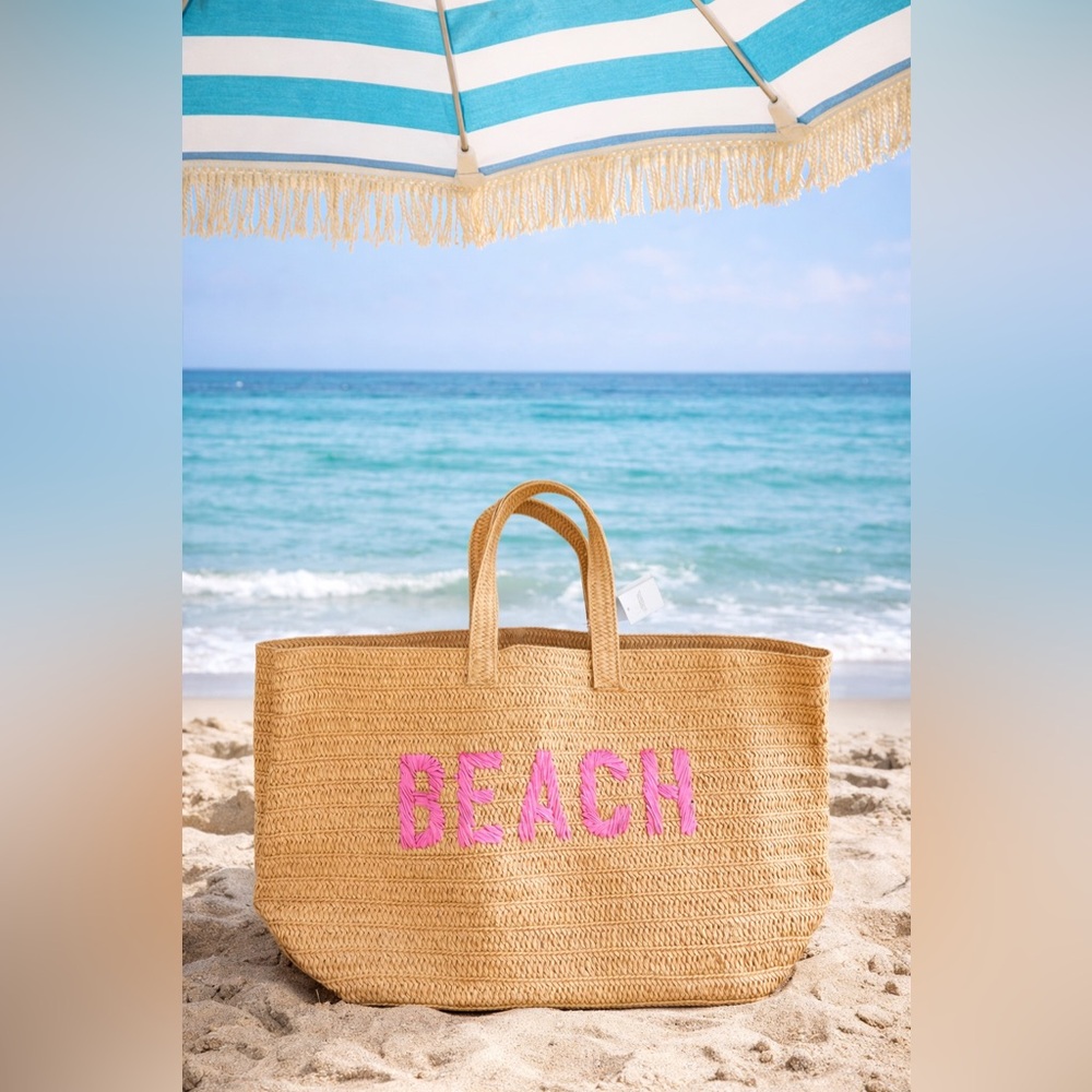 Straw Beach‎ Tote Bag Coastal, resort, vacation, effortless chic